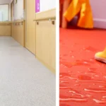 Vinílico premium homogéneo RojoAcerola y LightpureGrey, Color y resistencia al agua, OMV