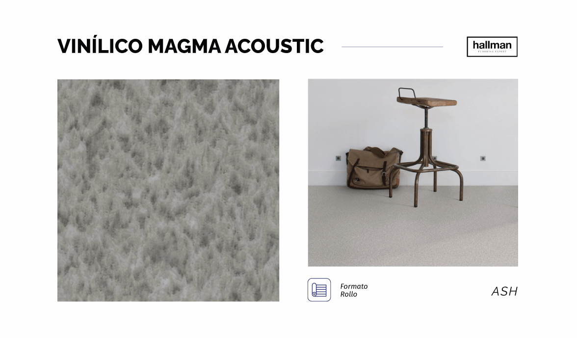 Vinílico Magma Acoustic Ash, Detalle COLOR & TEXTURA Horizontal