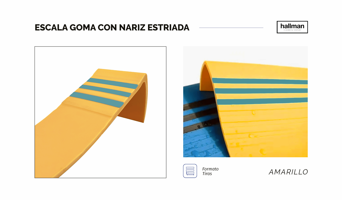 Escala de Goma con Nariz Estriada - Color Amarillo V, OMV