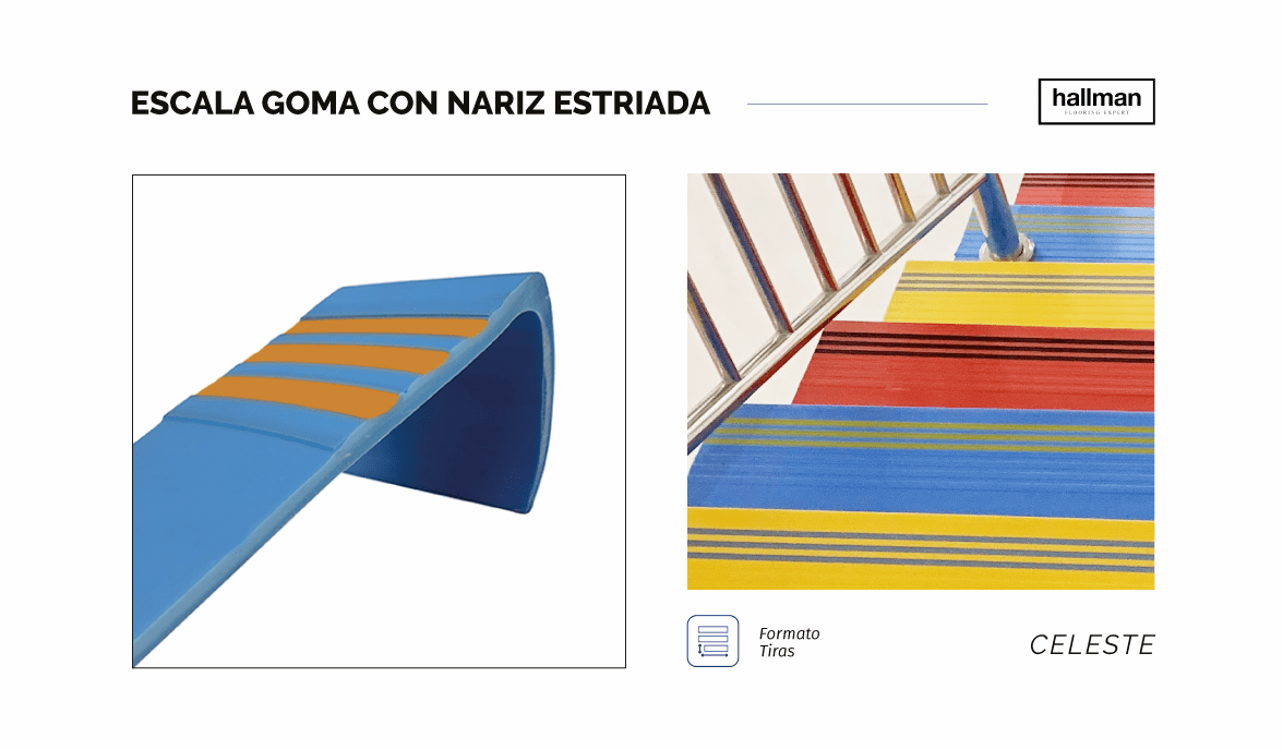 Escala de Goma con Nariz Estriada - Color Celeste V, OMV