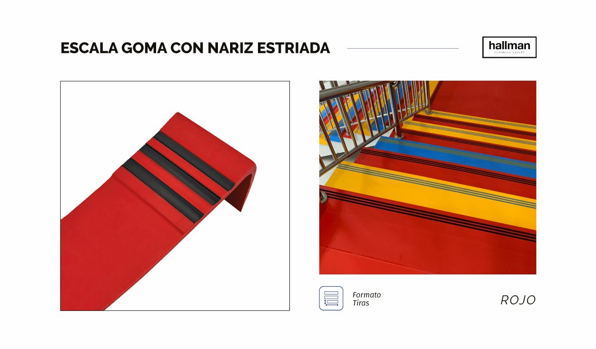 Escala de Goma con Nariz Estriada - Color Rojo V, OMV
