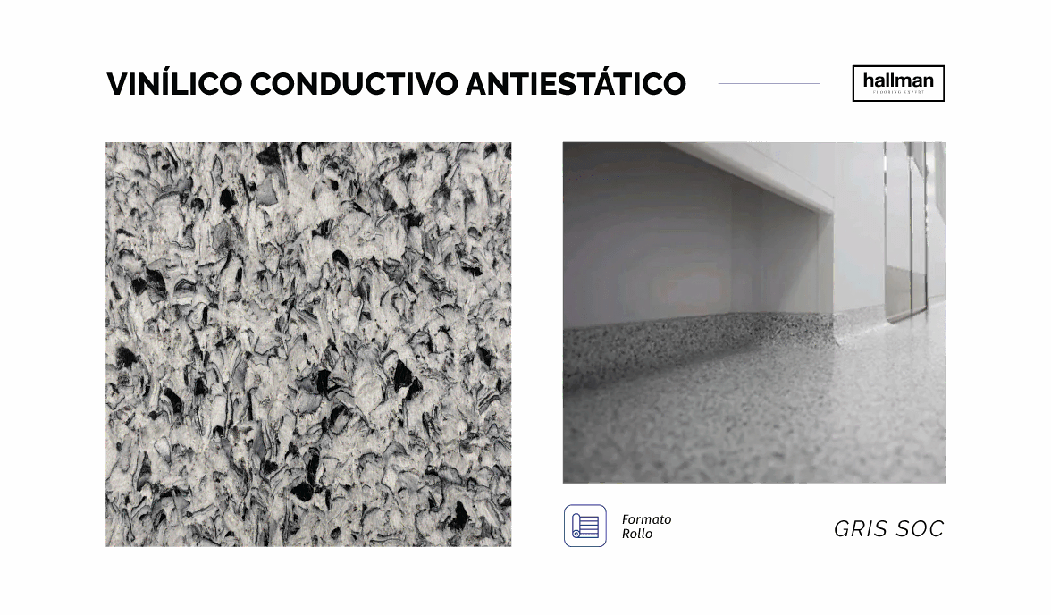 Revestimiento vinílico homogéneo conductivo Color Gris Soc - V