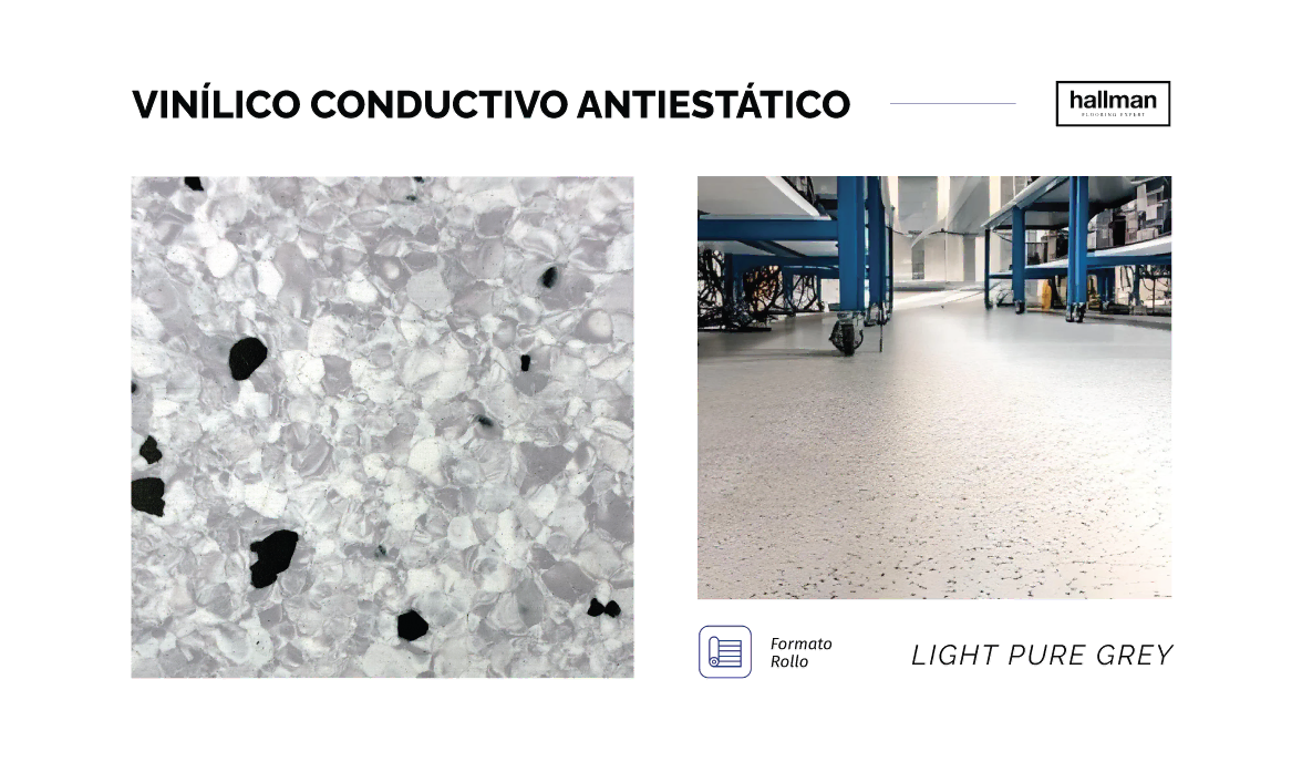 Revestimiento vinílico homogéneo conductivo Color Light Pure Grey - V