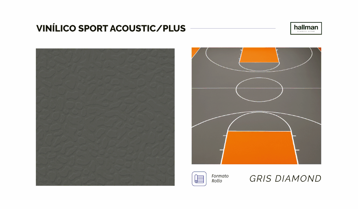 Vinílico Sport Acoustic Plus - Gris Diamond-Vertical