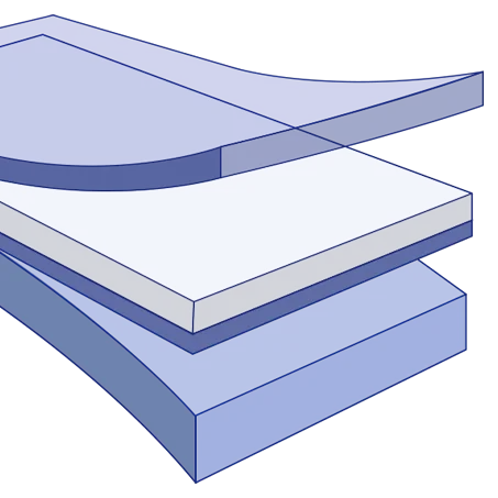 Vinílico WallCovering Infografía especificaciones Capas