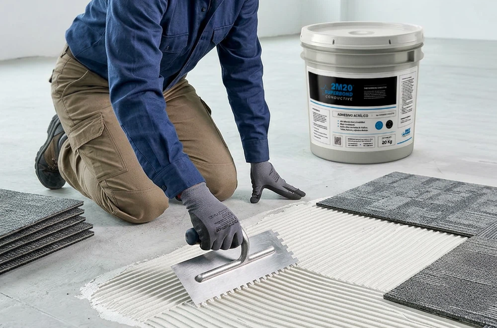 Adhesivo 2M20® SuperBond Conductive balde - Instalación Alfombras, OMV
