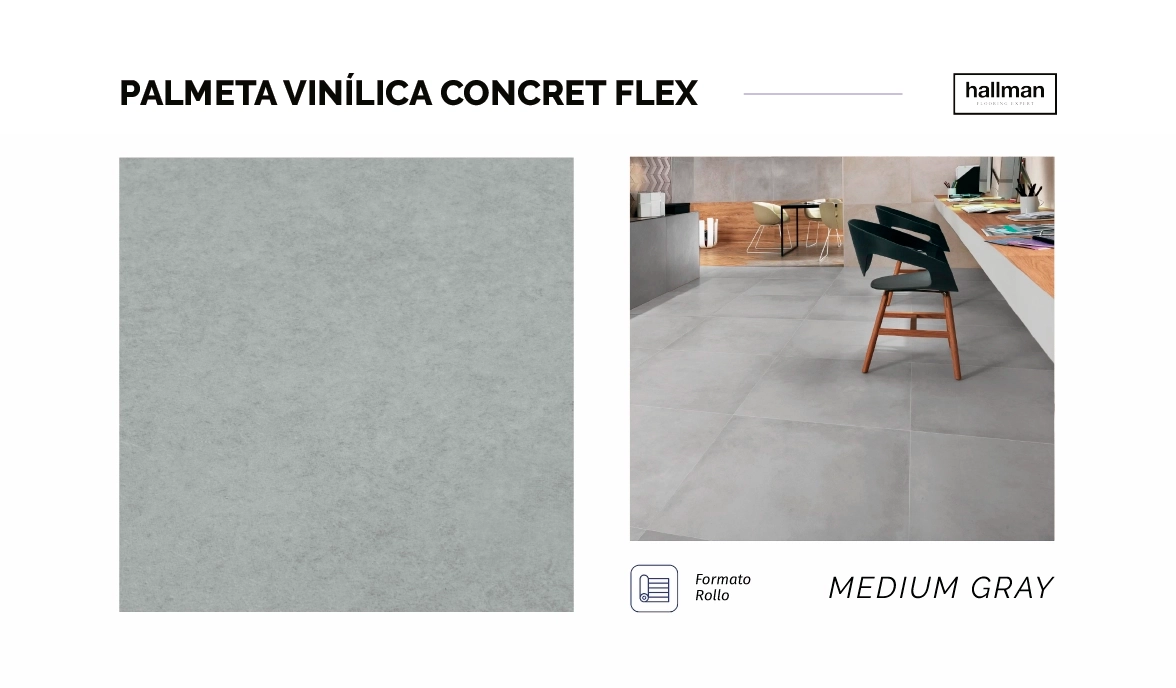 Palmeta vinílica Concret Flex COLOR & TEXTURA Medium Gray HORIZONTAL
