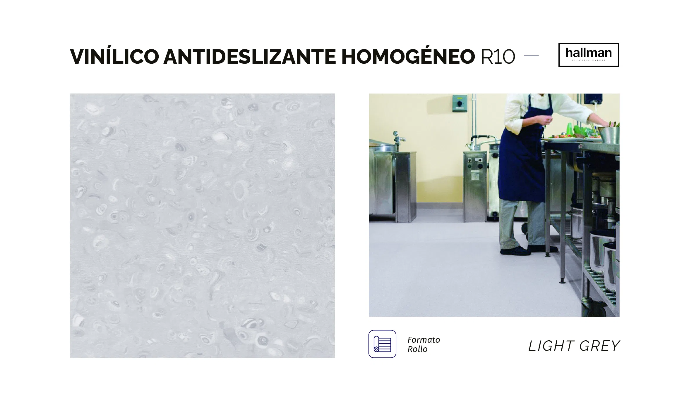 Vinílico Antideslizante Homogéneo R10 anti-slip - Light Grey Vertical, OMV