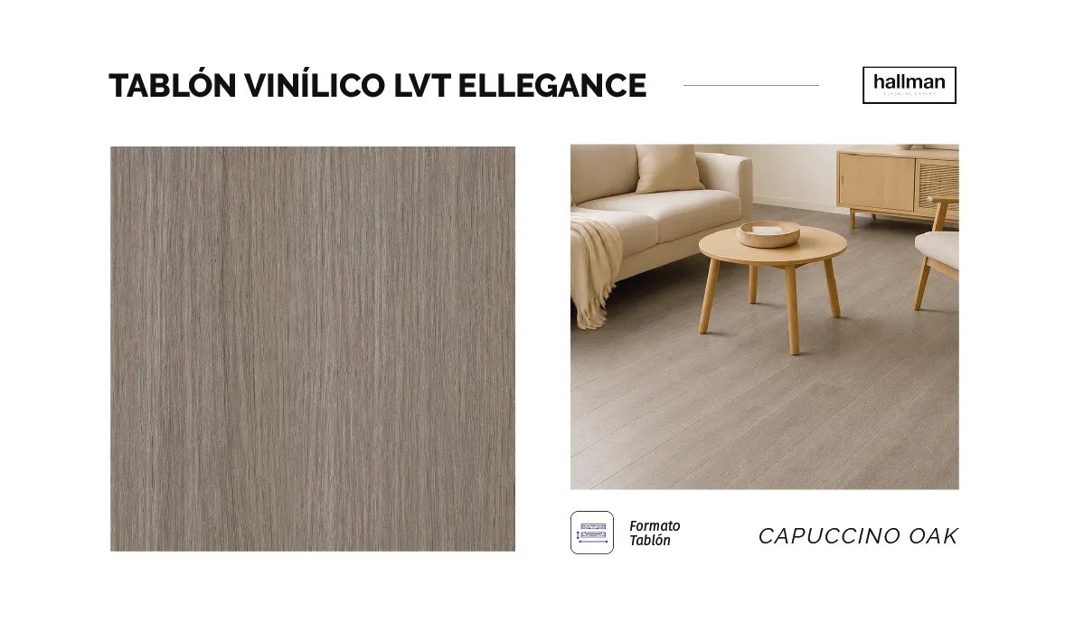 Capuccino Oak Tablon Vinílico LVT Ellegance V Tablón Vinílico LVT Ellegance - Capuccino Oak Muestra Vertical, OMV