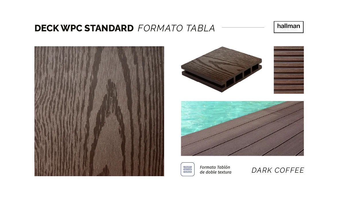 Deck WPC Standard Dark Coffee Muestra Vertical, OMV