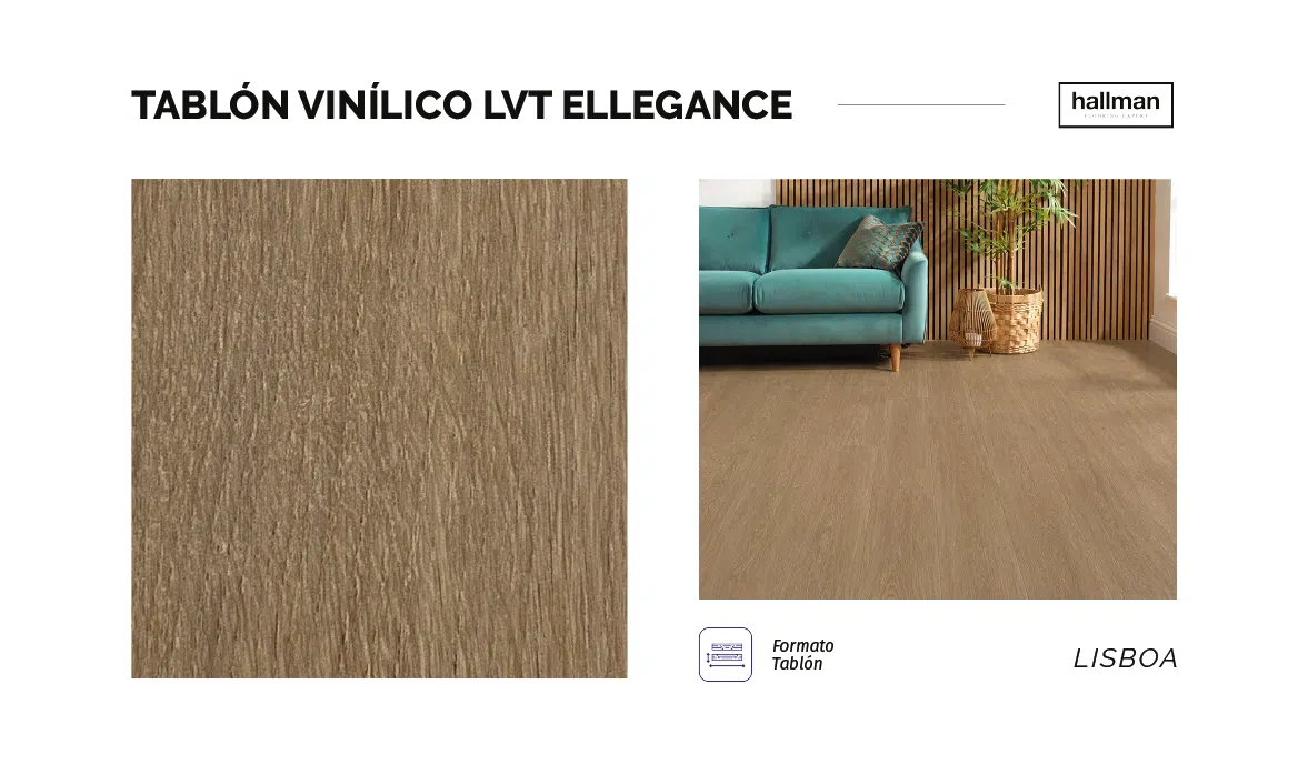 Tablón Vinílico LVT Ellegance - Lisboa Oak Muestra Vertical, OMV